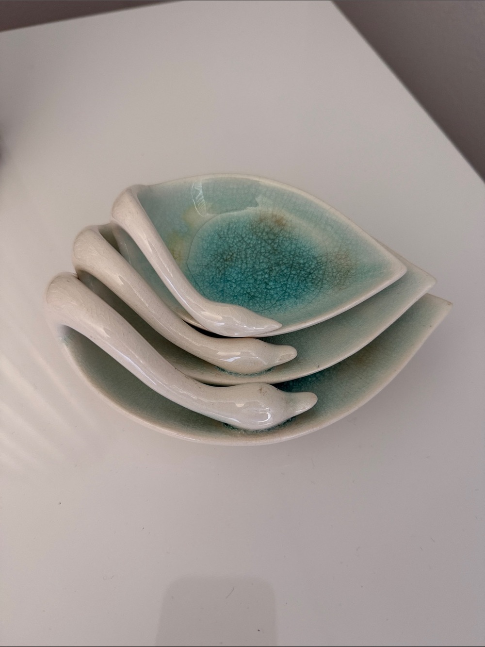 Mid Century Modern Ceramic Swan Nesting Dishes